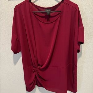 Worthington Burgundy Twist Front Blouse